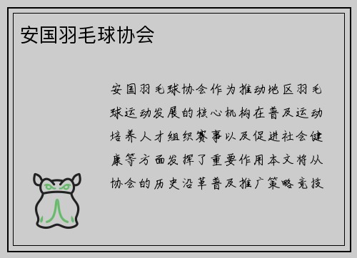 安国羽毛球协会