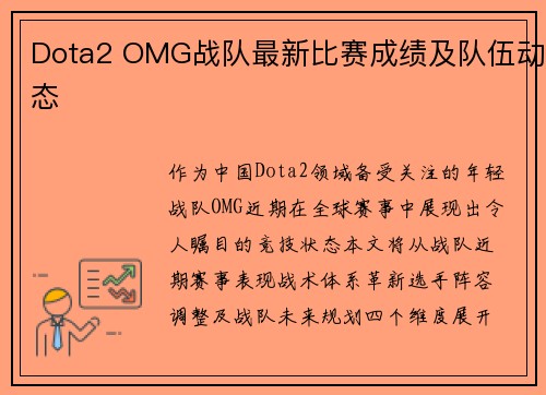 Dota2 OMG战队最新比赛成绩及队伍动态